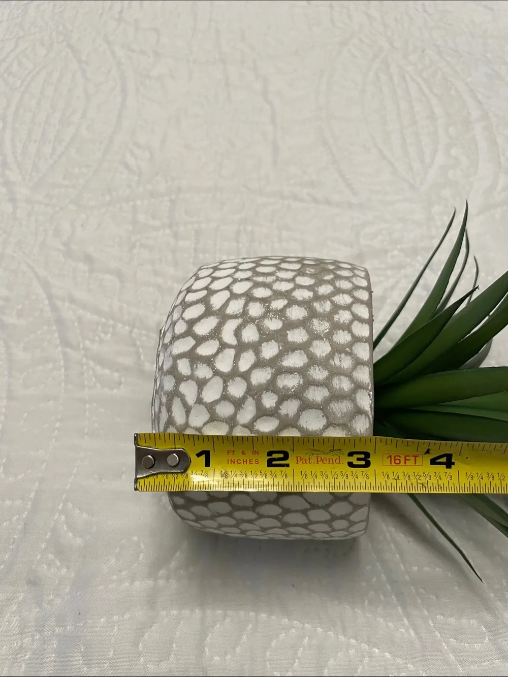 Artificial Faux Green Succulent Plant in Cement Pot Planter Excellent Condition